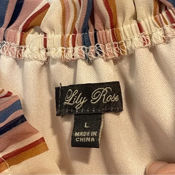 Lily Rose Striped Off Shoulder Shorts Maxi Dress Romper Women's L - Picture 5 of 8